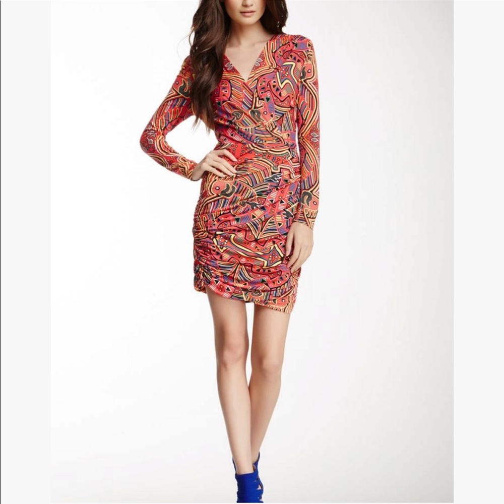 EUC Mara Hoffman Print Cross Drape Ruched Jersey Dress
